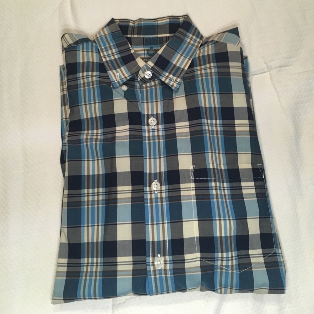 J. Crew Blue Navy White Plaid Button-Down Shirt